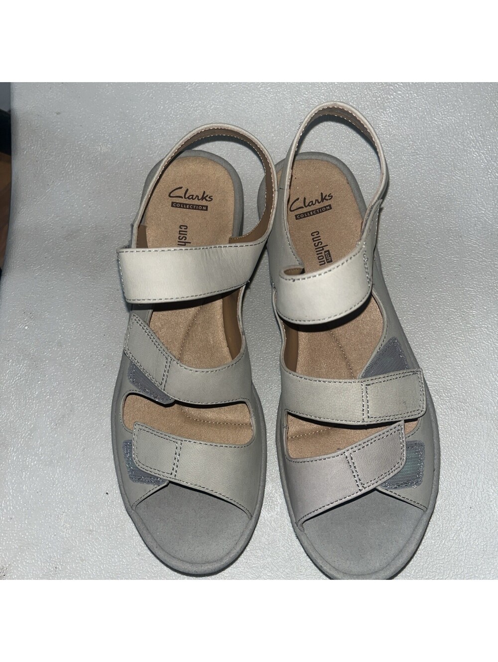 Clarks Womens Reedly Juno Wedge Sandals 9M Sage Nubuck Leather Strappy New